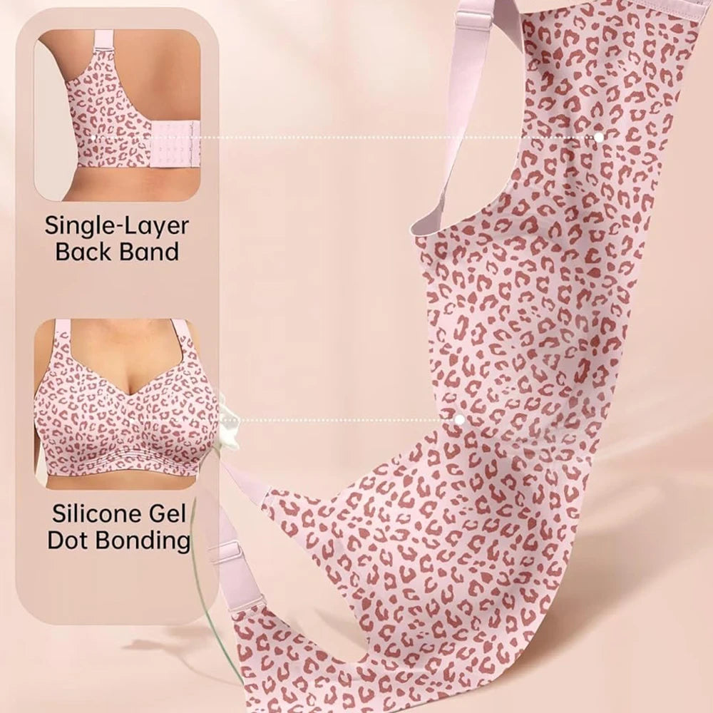 Leopard Print Seamless Wireless Bra