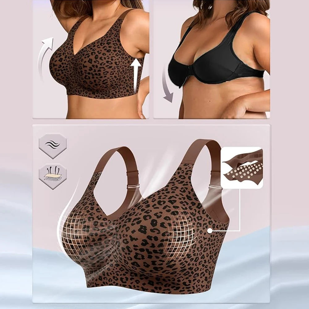 Leopard Print Seamless Wireless Bra